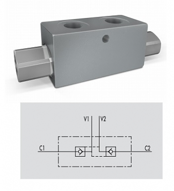 Гидрозамок двухсторонний VBPDE 3/8'' (45л/мин 350бар 8bar)